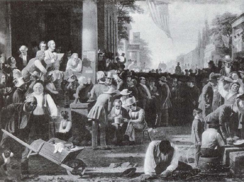 George Caleb Bingham Das Urteil des Volkes oder Verkundung des Wahlergebnisses